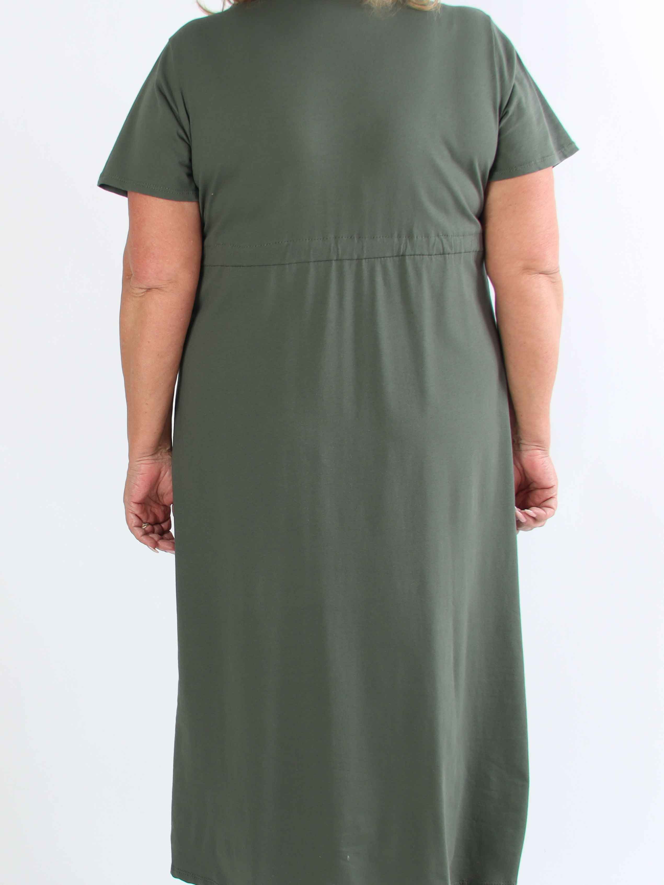 Afiya - Plus size joggingkjole i bomuld med snøre under brystet